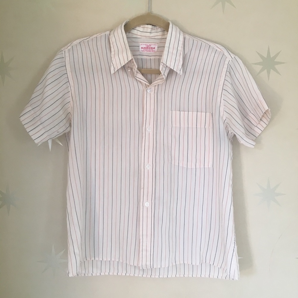 Vintage pinstripe linen button up